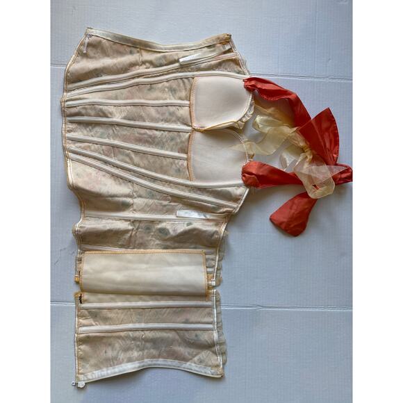 Vintage Handmade Floral Halter Lace-Up Corset Top with Ribbon Ties small - Picture 12 of 16